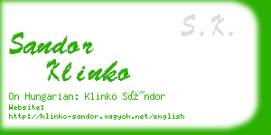 sandor klinko business card
